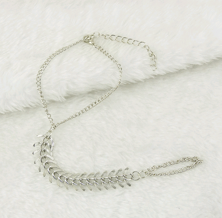 Punk fish bone bracelet back link bracelet