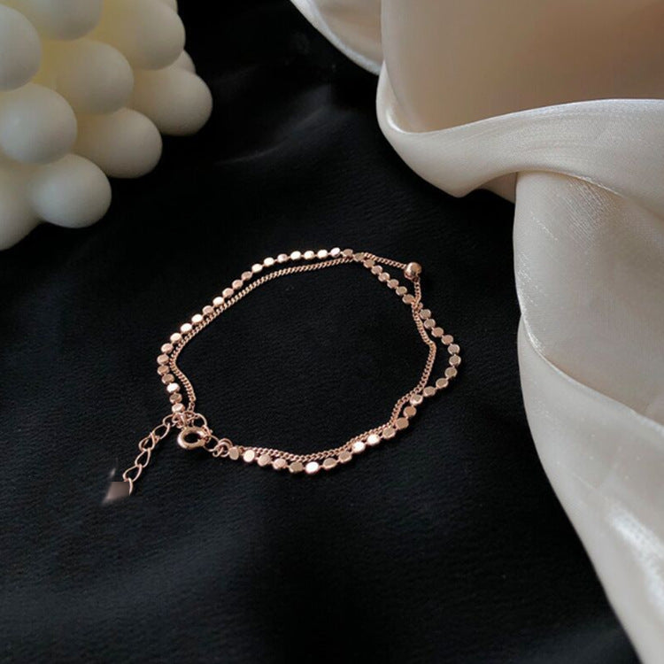 Flat bead double side chain bracelet