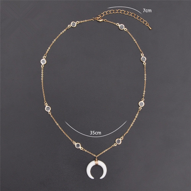 European and American foreign trade Crescent round copper wire necklace Women's short clavicle necklace