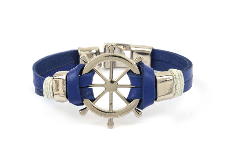 Vintage Rudder & Anchor Leather Bracelet