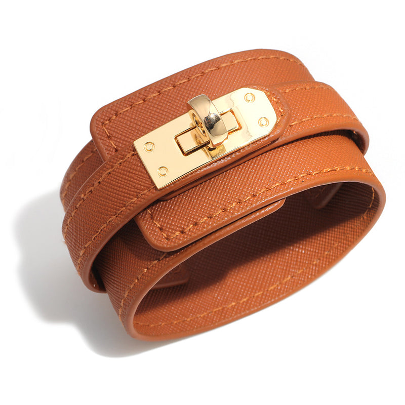 All-match wide leather bracelet