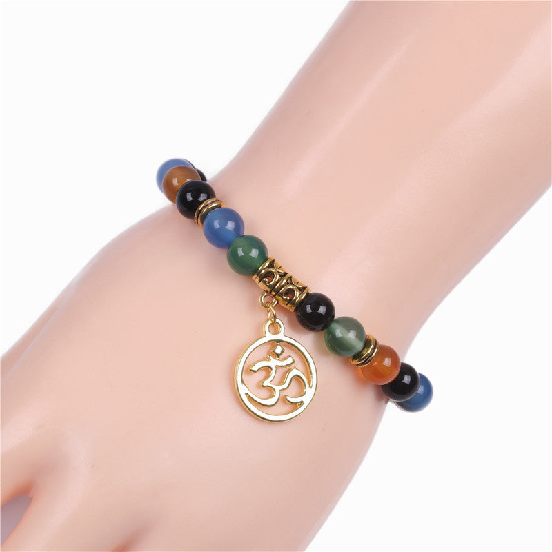 Colorful Chakra Agate Energy Yoga Buddha 3D Bracelet