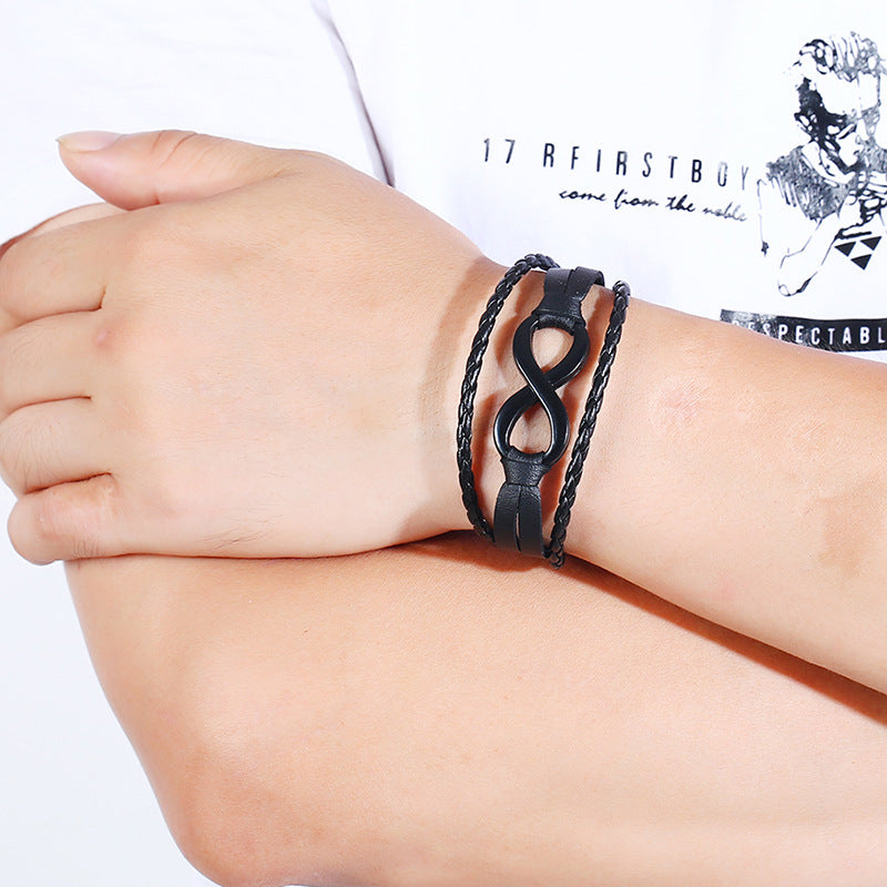 Woven men's leather bracelet