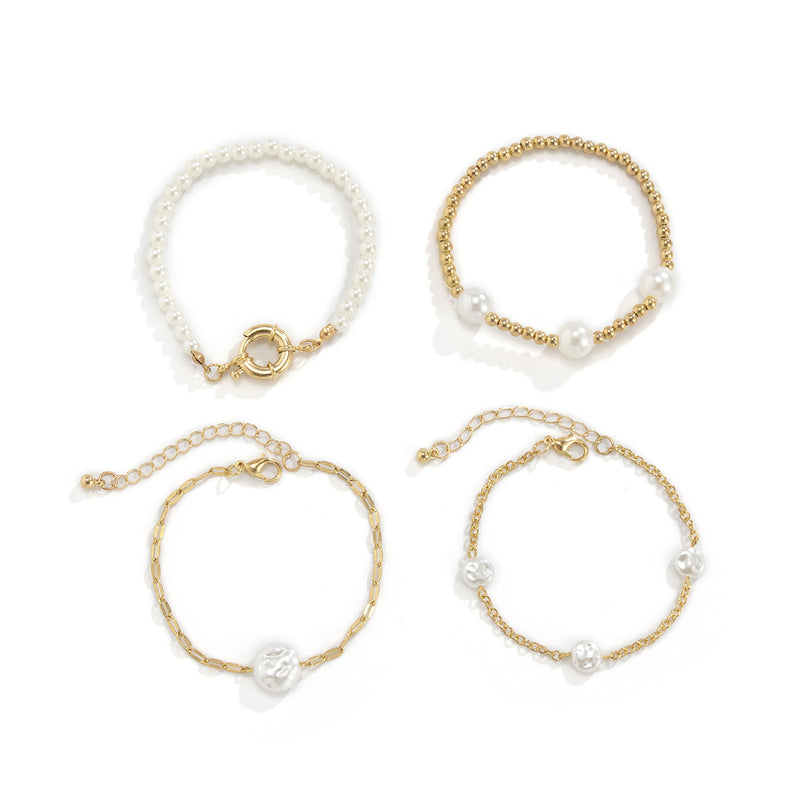 Personalized Irregular Beaded Pearl Bracelet Set