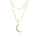 Double Chain Crystal Moon Choker Pendant Women