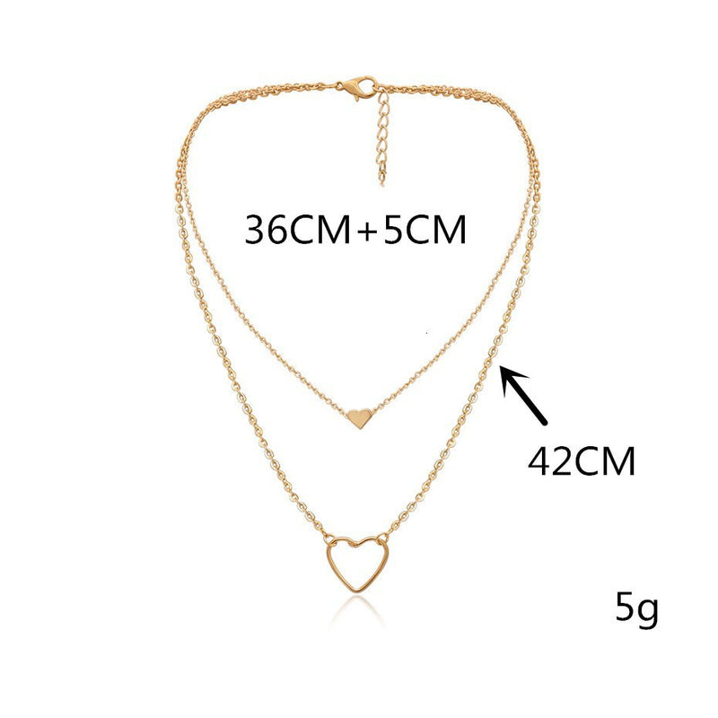 Love pendant double-layer ladies fashion necklace