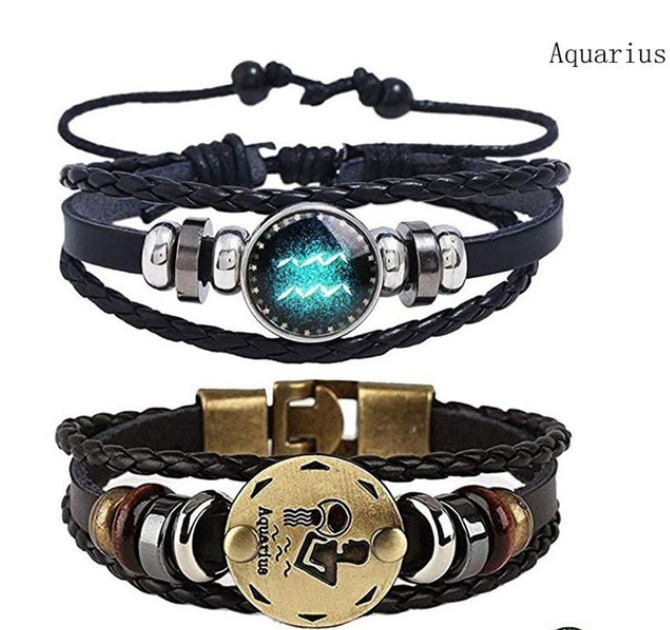 Twelve Constellations Student Woven Leather Bracelet