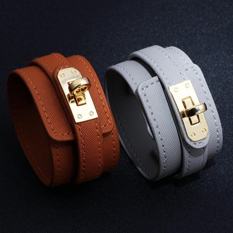 All-match wide leather bracelet