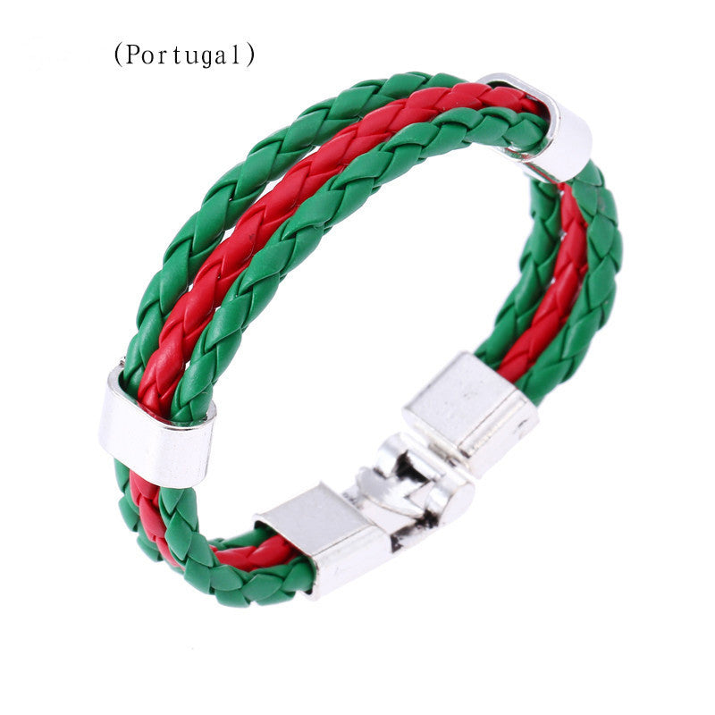 Flag Color Leather Bracelet PU Leather Bracelet