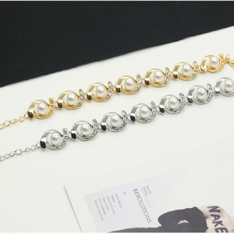 Creative Diamond Pearl Alloy Bracelet