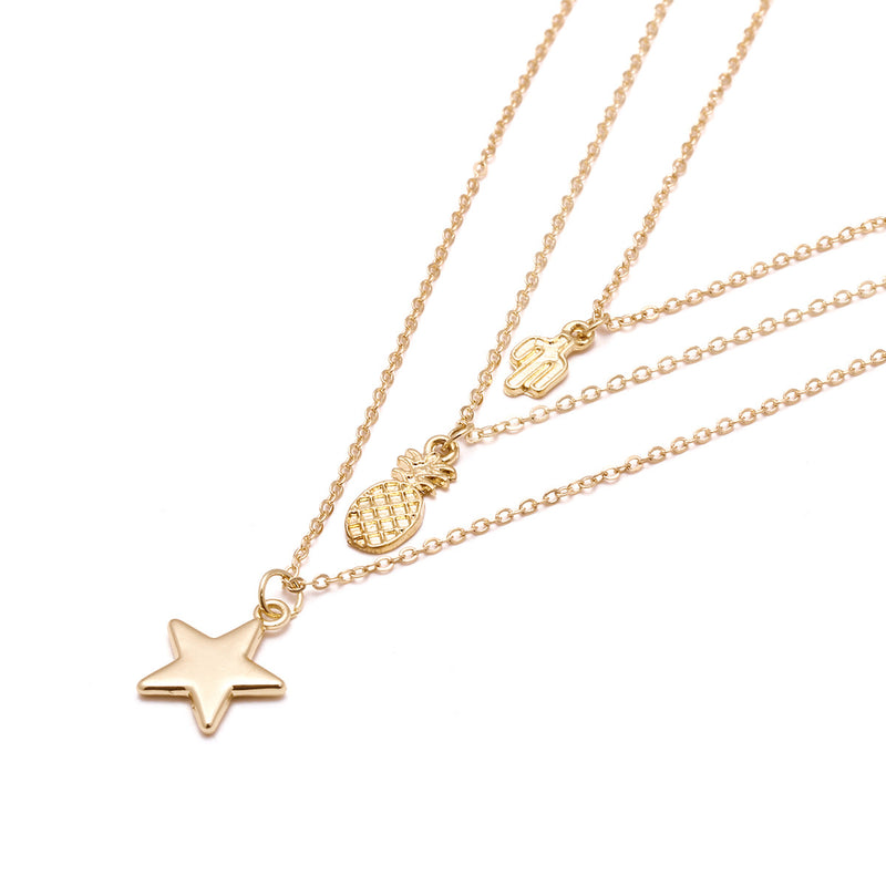 Simple Multi-layer Five-pointed Star Pendant Necklace