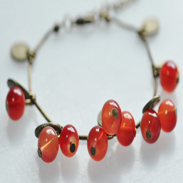 Retro sweet cherry Glass Bead Bracelet