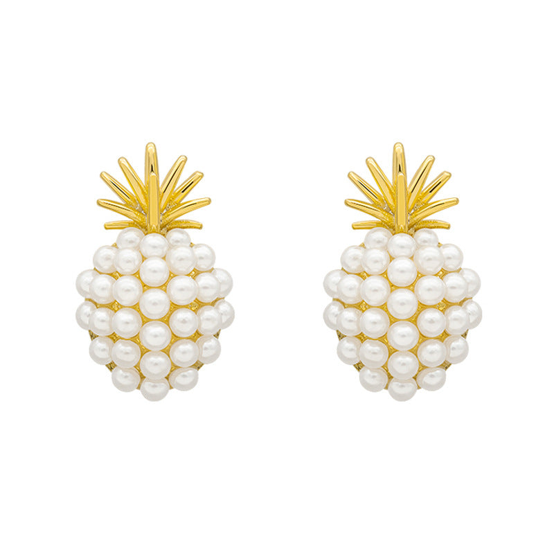 Silver Needle Simple Pineapple Pearl Ear Stud