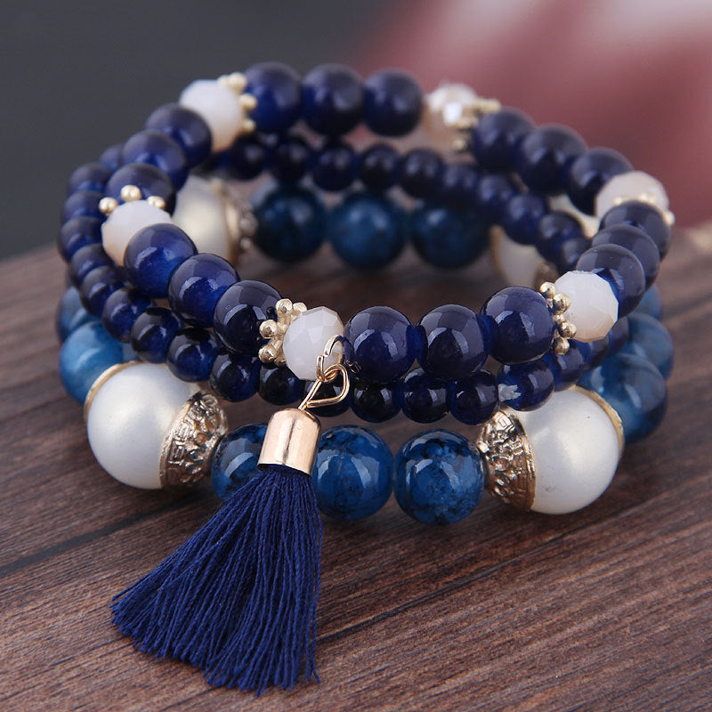 Bohemian spring and summer multi-layer stretch rope handmade beaded bracelet