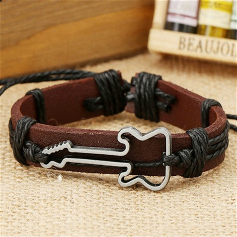 Zinc alloy guitar leather bracelet