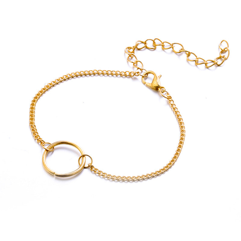 Women's Fashion Punk Bracelet Simple Double Knot Loop Metal Chain Bracelet Bohemian Retro Jewelry Accessories