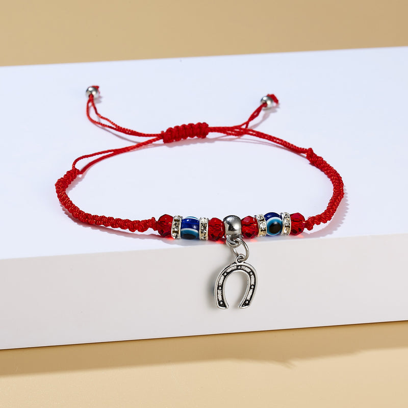Red cord braided adjustable bracelet