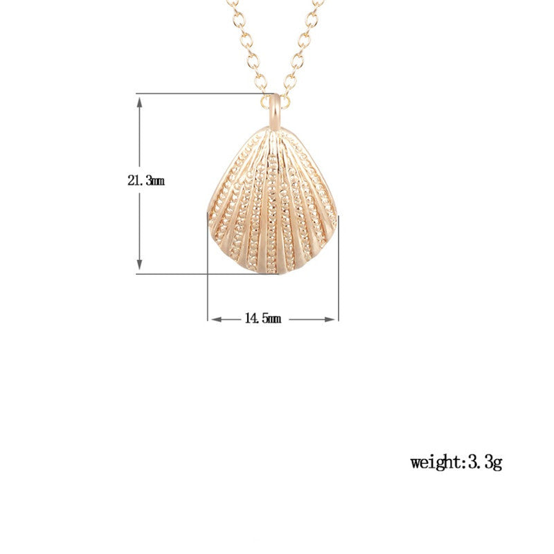 Scallop Conch Shell Pendant Necklace Gold and Silver Clavicle Chain