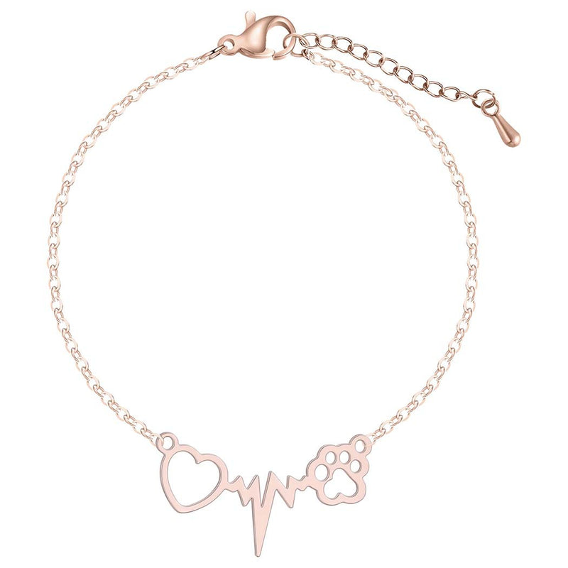 Cat Paw & Beating Heart Cardiogram Bracelet