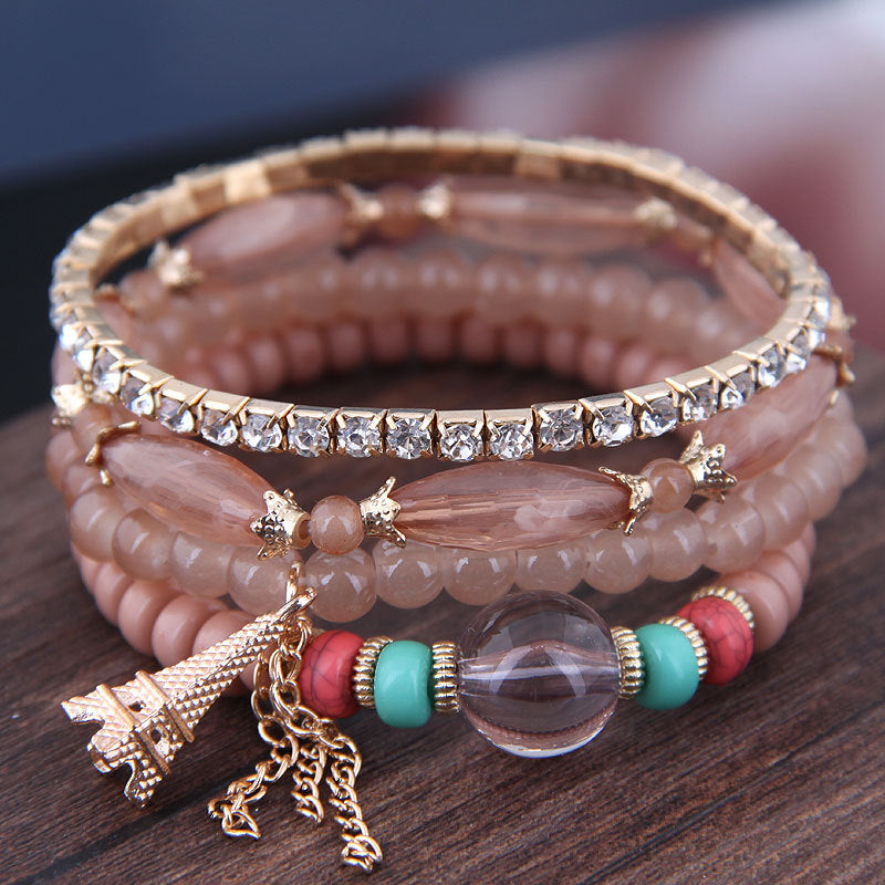 Bohemian spring and summer multi-layer stretch rope handmade beaded bracelet