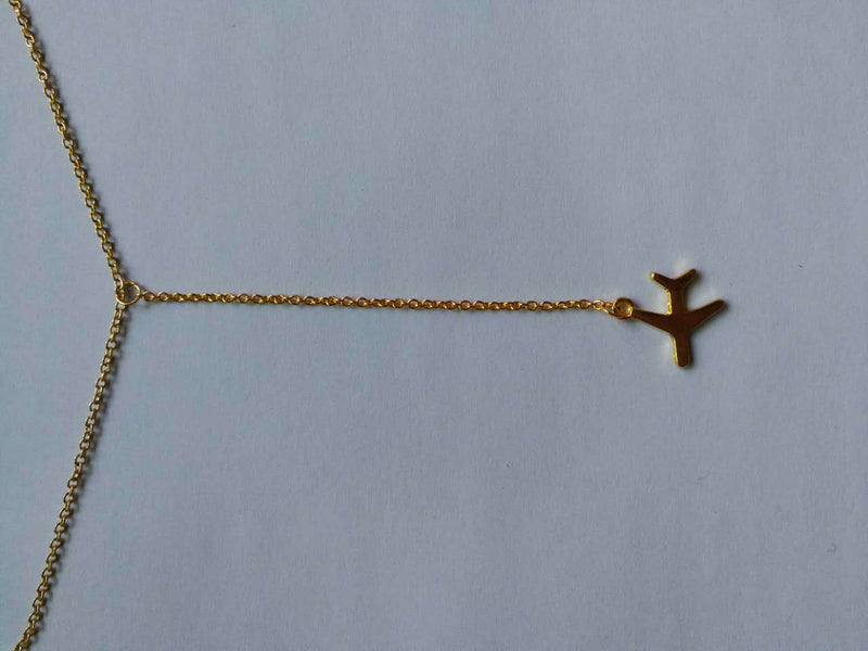 Women's long small airplane necklace