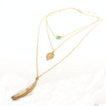 Vintage rice beads leaf feather beaded tree hair combined multi-layer necklace