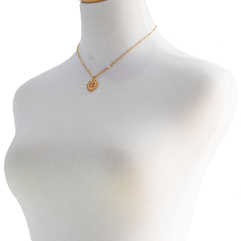 Peach Heart Cross Pendant Necklace
