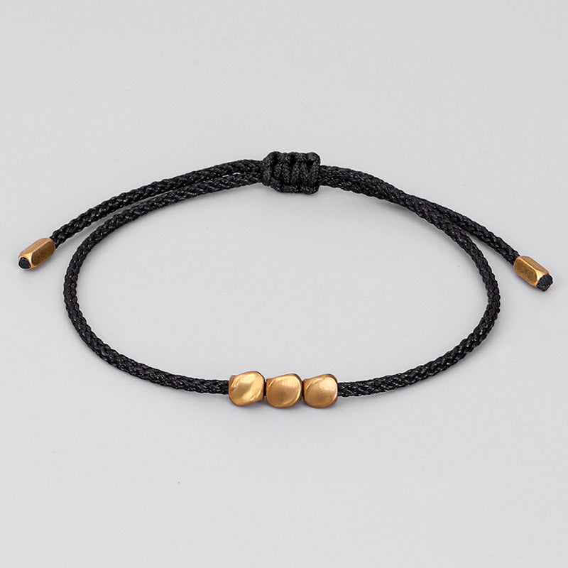 Irregular Black Rope Copper Beads Bracelet