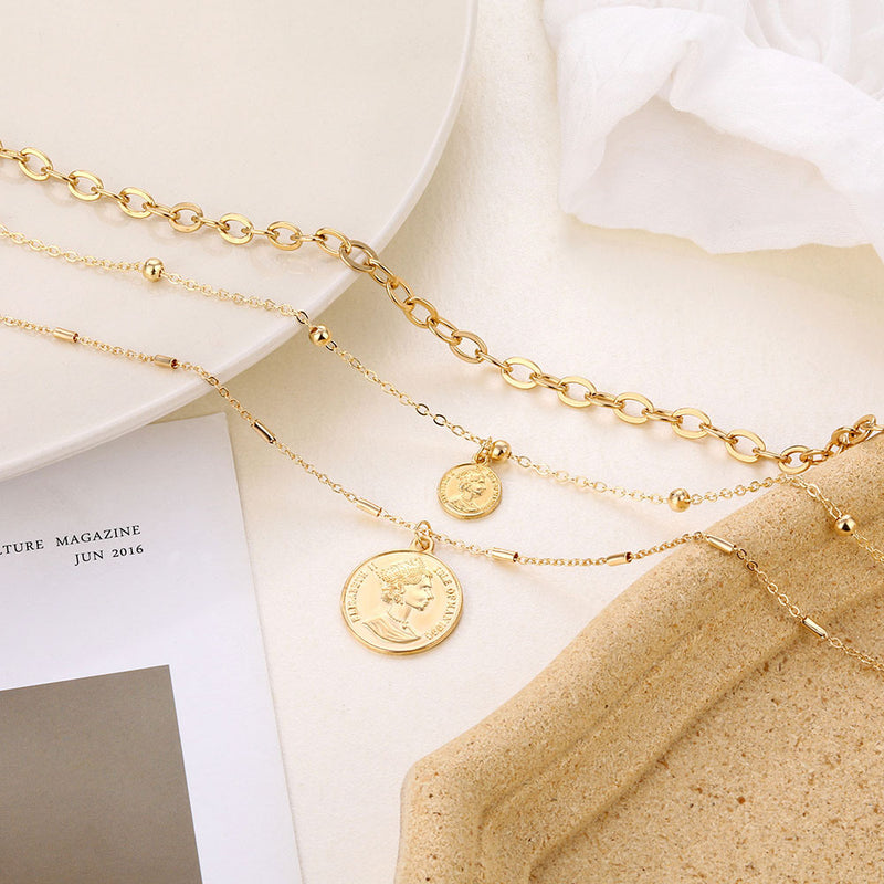 Korean Jewelry Multi-Layer Chain Head Pendant Necklace