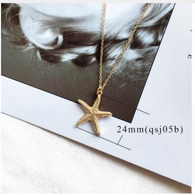 New fashion gold alloy necklace female models conch chain pendant necklace summer jewelry starfish necklace