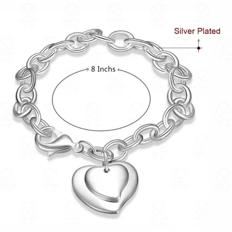 Bracelet Jewelry Wholesale Fashion Exquisite Copper And Silver Double Heart Brand Bracelet
