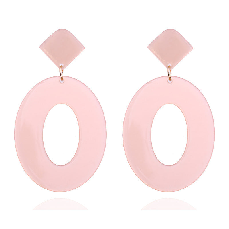 Fashion ZA Jewelry Acrylic Resin Oval Dangle Earrings For Women Geometry Big Circle Tortoiseshell Earrings Acetate Brincos