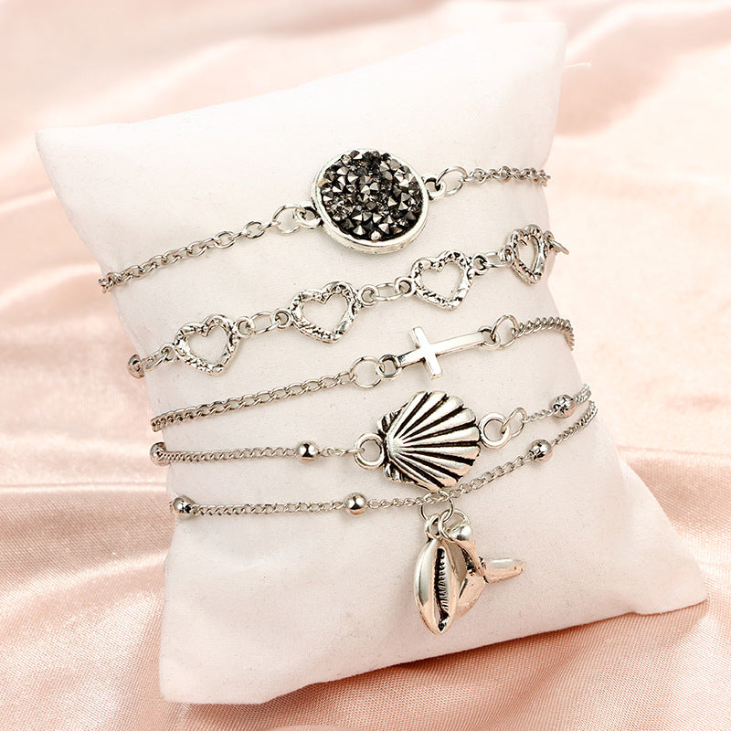 Multi-layer Fishtail & Shell Bracelet