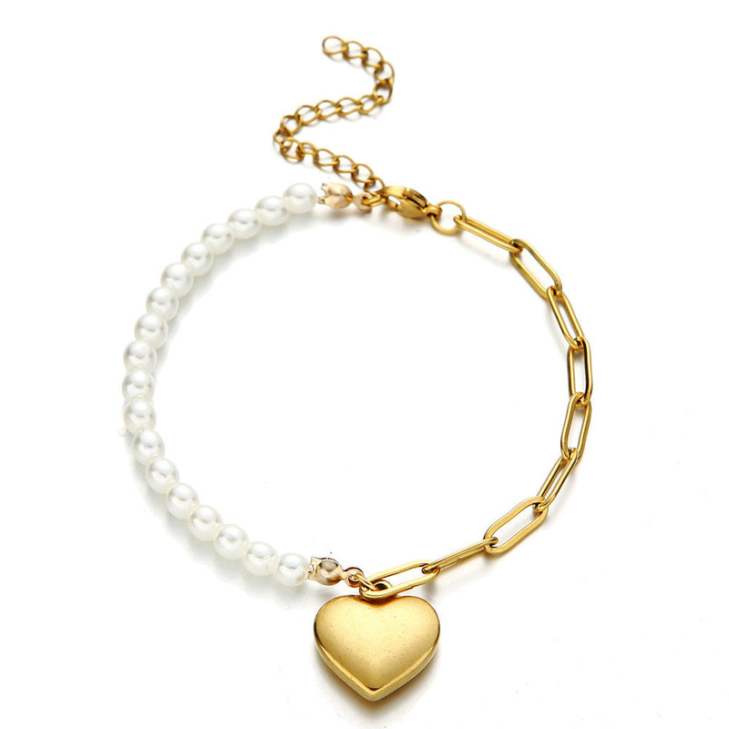 Pearl chain stitching love bracelet