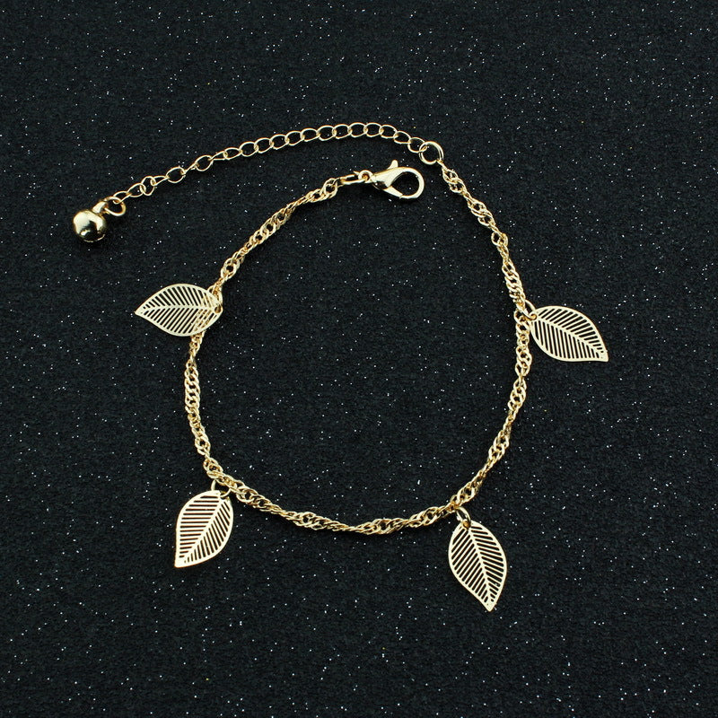 Butterfly leaf shell drill anklet