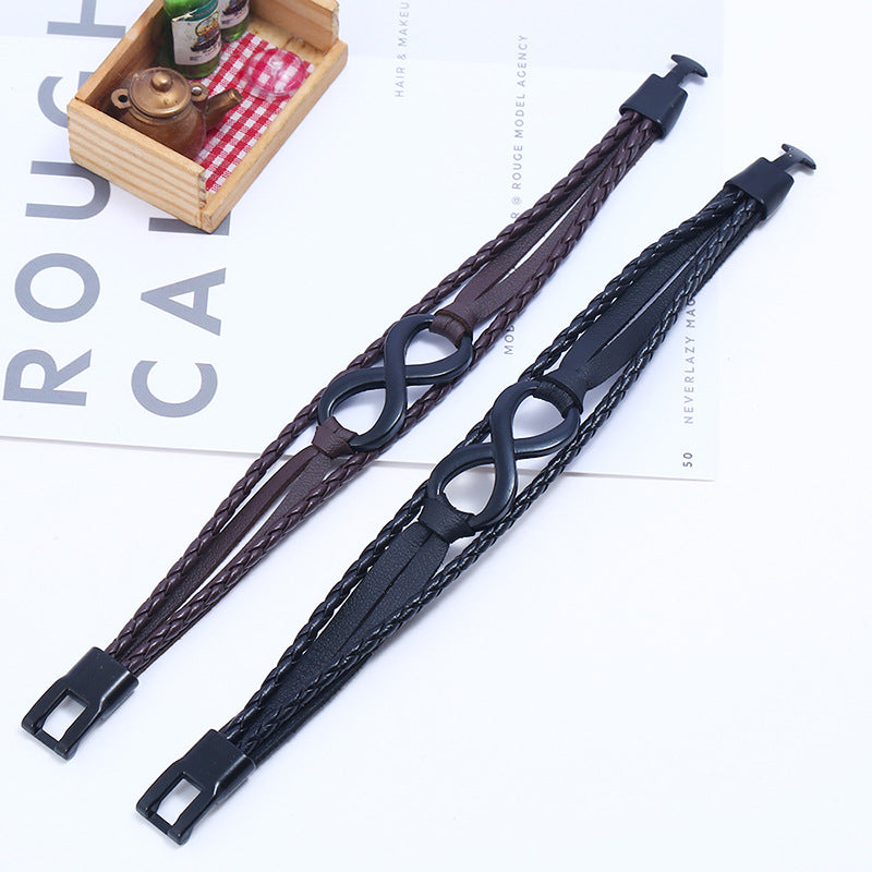 Woven men's leather bracelet