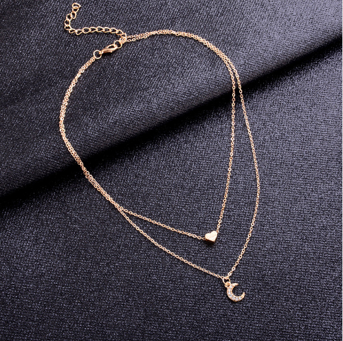 Fashion Multilayer Love Moon Pendant Necklace