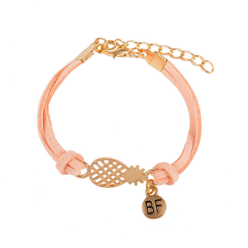 Hollow pineapple letter double bracelet