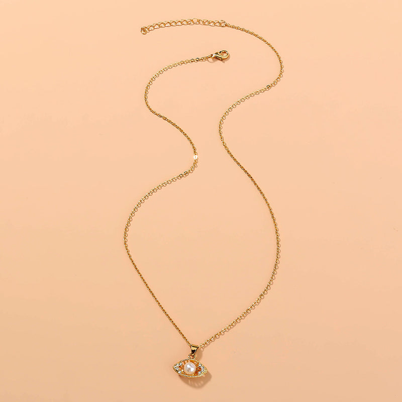 European and American cross-border hot-selling accessories, personality and creativity, diamond-studded clavicle chain shell imitation pearl wild necklace