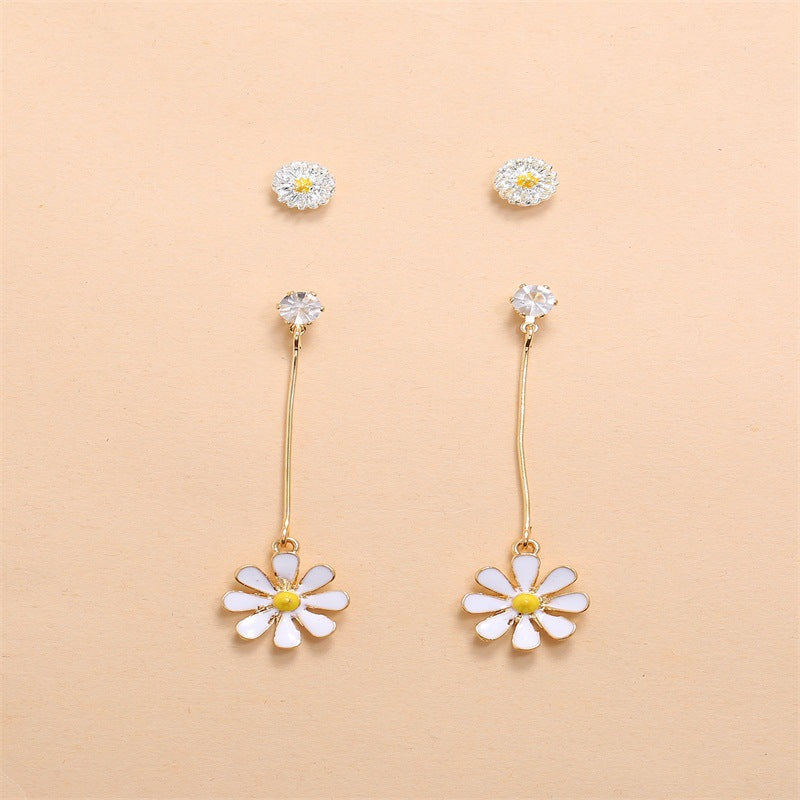 Two-Piece Set Of Frosty Little Daisy Earrings