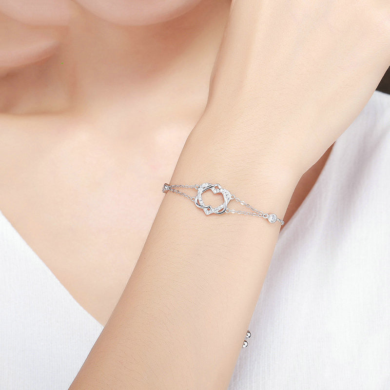 Romantic Double Heart Wrap Bracelet