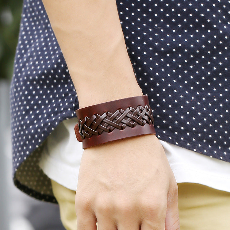 Ethnic style handmade vintage leather bracelet