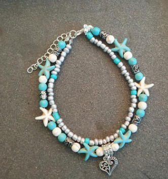 Conch, Starfish, & Pearl Beach Pendant Anklet