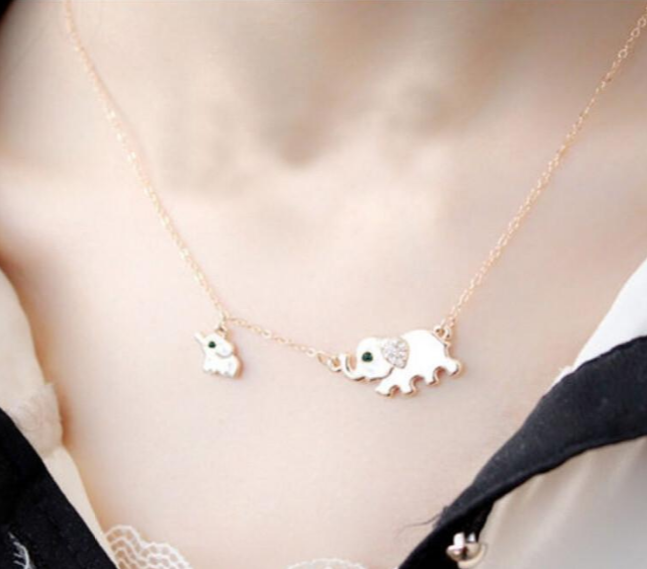 Sweater chain cute elephant crystal short necklace