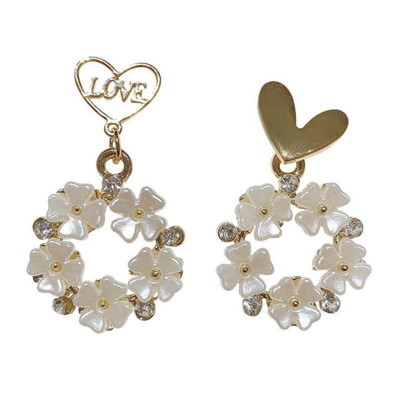 Flower Circle Asymmetric Love Earrings Women