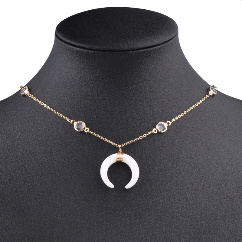 European and American foreign trade Crescent round copper wire necklace Women's short clavicle necklace