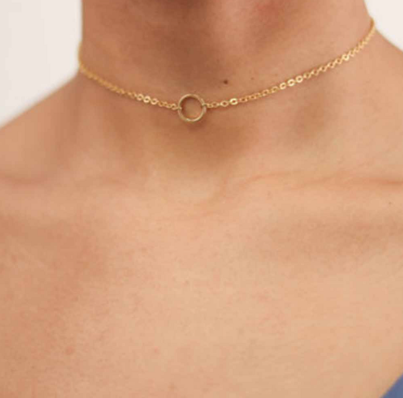 Chain metal ring short necklace