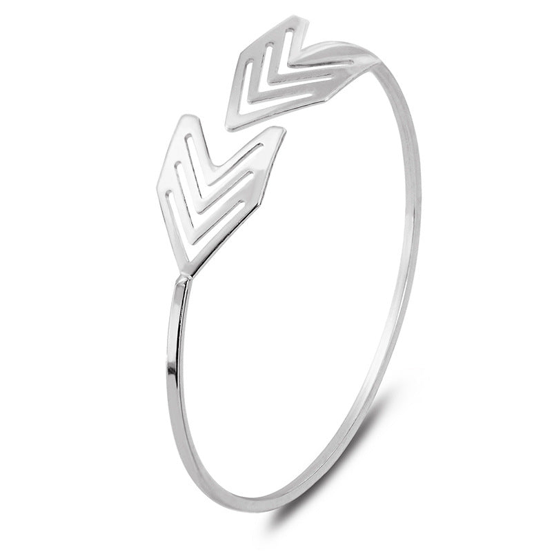 Openwork arrow geometric opening bracelet