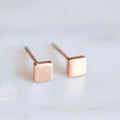 Brushed Silver Square Time Gem Stud Earrings