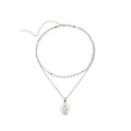 Double layer handmade disc alloy clavicle necklace